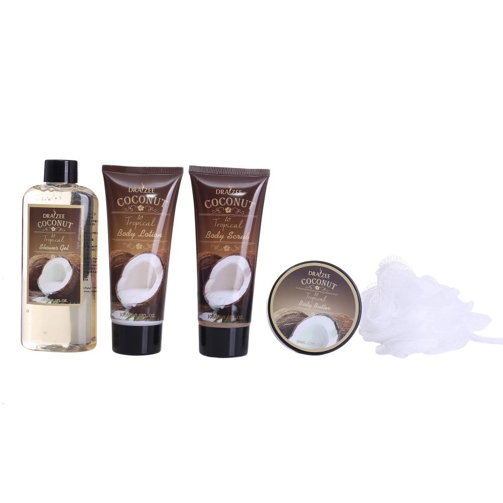 Draizee Spa Gift Basket with Refreshing Coconut Fragrance Luxury Bath and Body Set Includes Natural Shower Gel Body - image 3 of 7