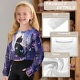 thumbnail image 6 of DISNIMO Girls Crop Tops Cat Butterfly Flower Print Kids Fashion Loose Cropped Sweatshirt Long Sleeve Pullover Tops Crew Neck Tee Shirt for 5-14 Years Old, 6 of 7