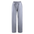 thumbnail image 5 of Razzly Wide Pants Waist Long Drawstring Casual Linen Elastic Women Leg Solid Pants Features: Womens Pants Casual Work Elastic Waist Womens Casual Dress Pants Leg Petite Women Petite Pants(Grey,3XL), 5 of 8