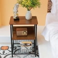 thumbnail image 6 of aboxoo End Table Side Table 3 Tiers Nightstand Industrial Retro Storage Shelf for Living Room Bedroom Kitchen Family and Office,Stable Wood and Metal Frame, 6 of 8