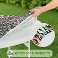 thumbnail image 4 of Vinyl Tablecloth Fitted Round, Hippie Floral Vintage Aesthetic Style, Waterproof Elastic Edge, Backed, Stain Resistant Table Cover, 4 of 5