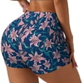 thumbnail image 2 of Vsdgher Lilies Flowers print Workout Shorts for Women Seamless Soft Smooth Gym Yoga Scrunch Active Exercise Fitness Shorts, 2 of 8