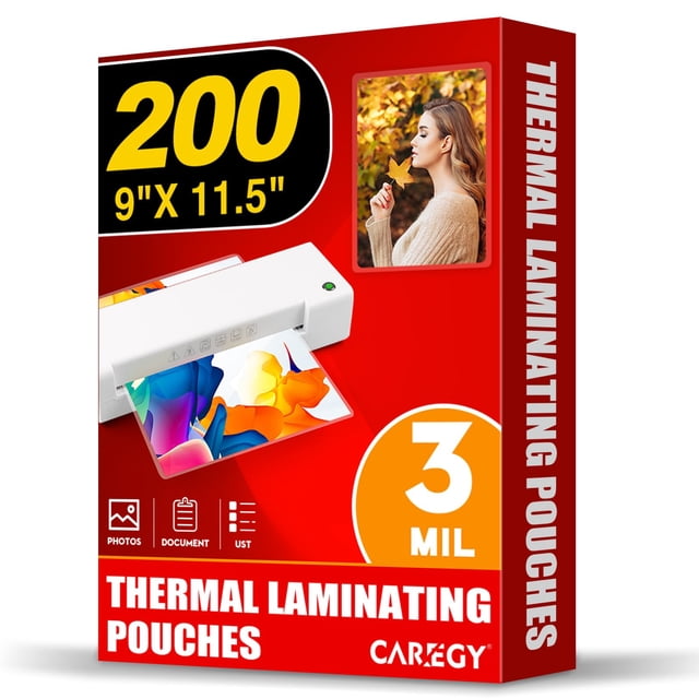 Bolsas laminadoras CAREGY Thermal, 9 x 11,5 cm, 3 mil, paquete de 200