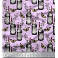 thumbnail image 1 of Soimoi Purple Cotton Voile Fabric Insect,Lavender & Vintage Bottle Print Fabric by Yard 56 Inch Wide, 1 of 1