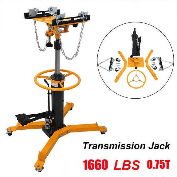PRIJESSE Transmission Jack 3/4 Ton Hydraulic 1660 LBS High Lift Floor Jack Stand Yellow