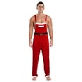 thumbnail image 3 of iiniim Men's Christmas Costume Mr Santa Claus Cosplay Velvet Overalls Jumpsuit with Pocket Red XXL, 3 of 8