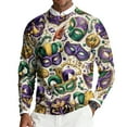 thumbnail image 3 of Havenx Mens Knit Sweater Crew Neck Carnival Printed Sweaters Long Sleeve Knitted Tops Pullovers Mask Graphic Holiday Party Thermal Carnival Casual Outfits,Khaki 4XL, 3 of 6