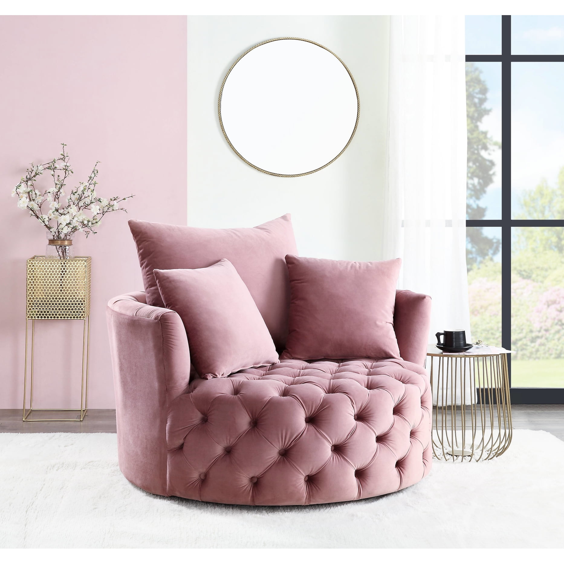 chic pink velvet accent chair product