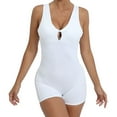thumbnail image 2 of Summer Tank Top Bodysuit for Women Casual Sleeveless Cross Back Short Jumpsuit Solid Color Yoga Tight Rompers, White, S, 2 of 2