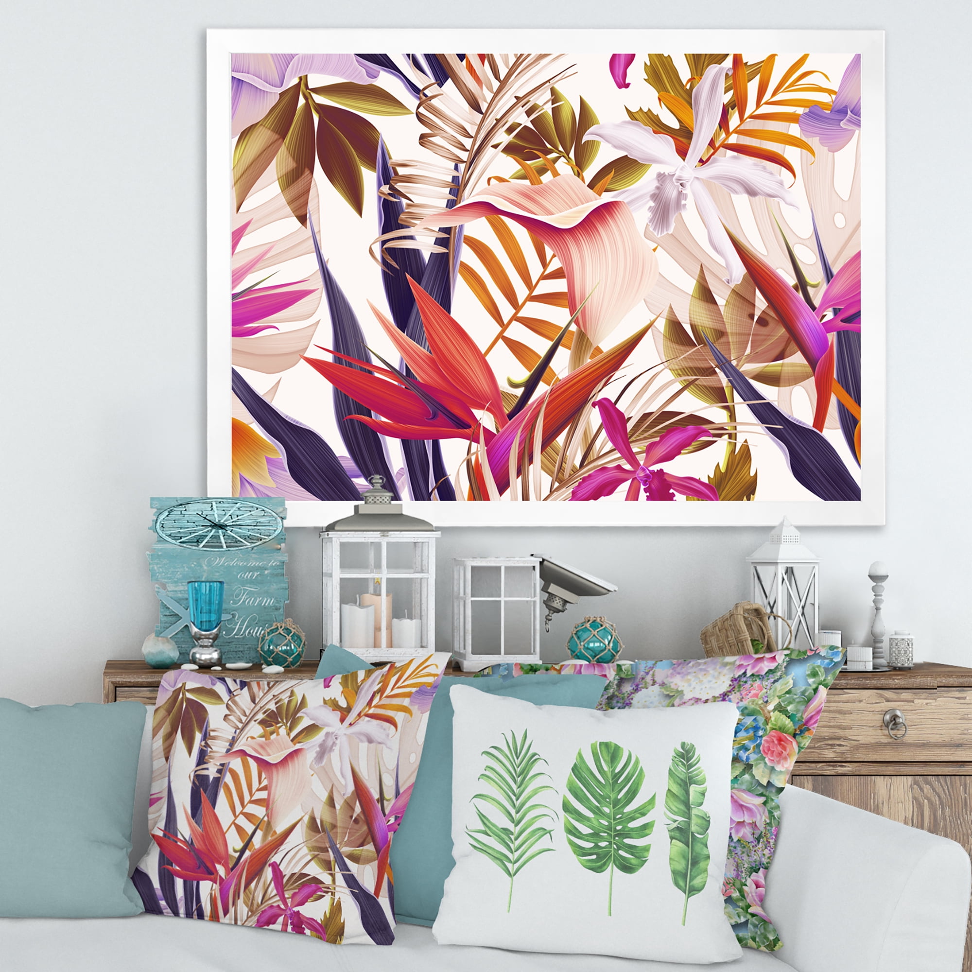 Designart 'VIntage Tropical Flowers III' Traditional Framed Art Print