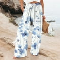 thumbnail image 6 of Wide Leg Cotton Pants for Women with Pockets Fashion Floral Graphic Print Drawstring Palazzo Lounge Beach Sweatpants (S, Multicolor 02), 6 of 6