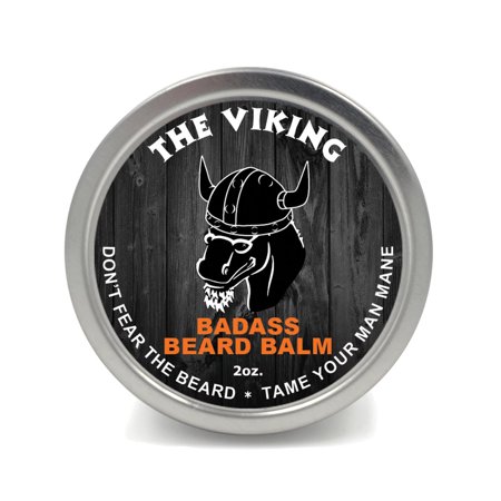 Badass Beard Care Beard Balm For Men - The Viking Scent, 2 oz - All Natural Ingredients, Keeps Beard and Mustache Full, Soft and Healthy, Reduce Itchy and Flaky Skin, Promote Healthy Growth