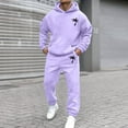 thumbnail image 5 of ibiyuan Mens 2 Piece Outfits Long Sleeve Casual Pullover Hoodie and Pants Long Sleeve Hoodie and Sweatpants Set Jogging Athletic Suits Long Sets Outfits,Light Purple, 5 of 6