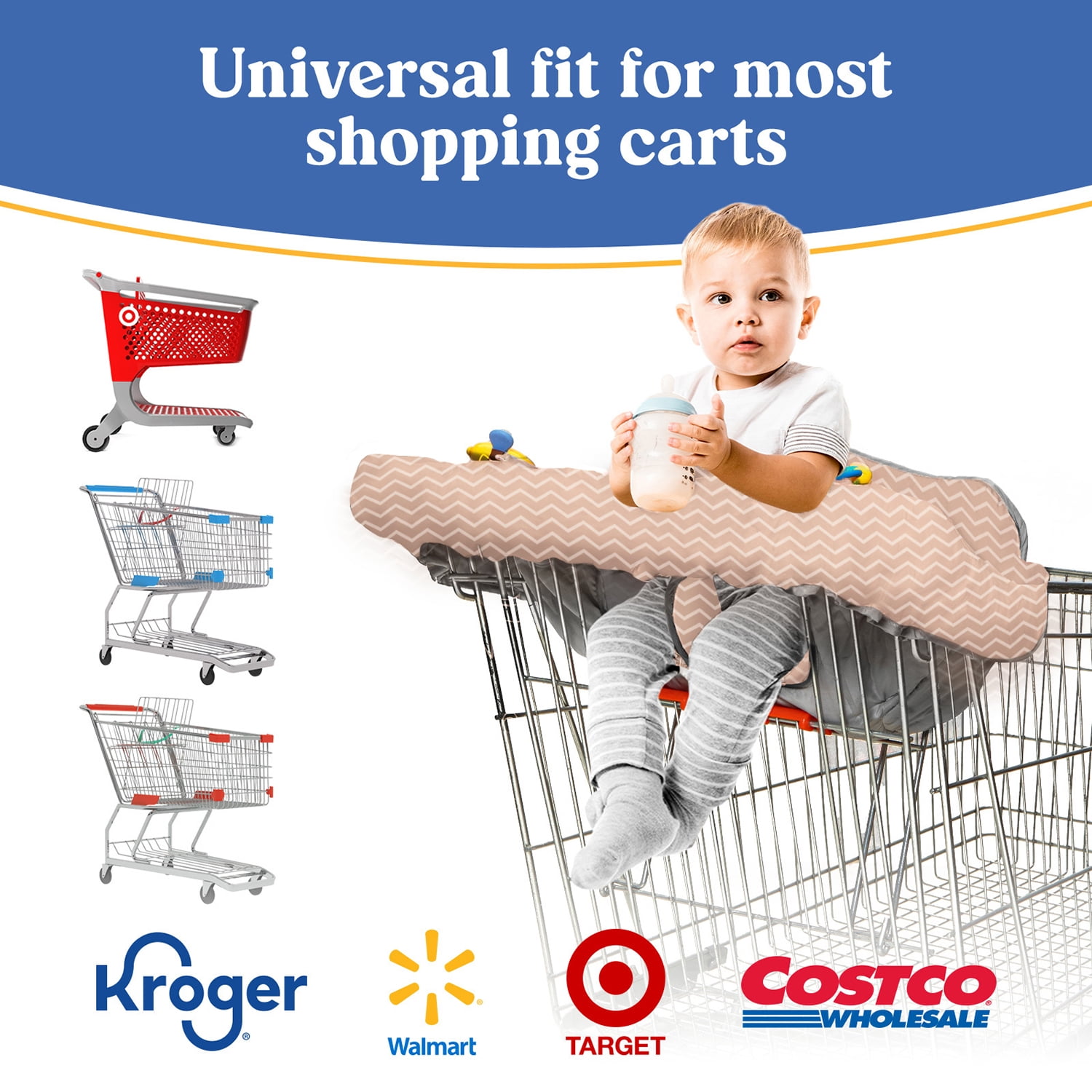 PILLANI Shopping Cart Cover for Baby, High Chair Cover for Restaurant Seat - Grocery Cart Cover for Baby Girl and Boy, Comfortable Cotton Buggy Covers for Babies - Padded Toddler Shopping Cart Cover