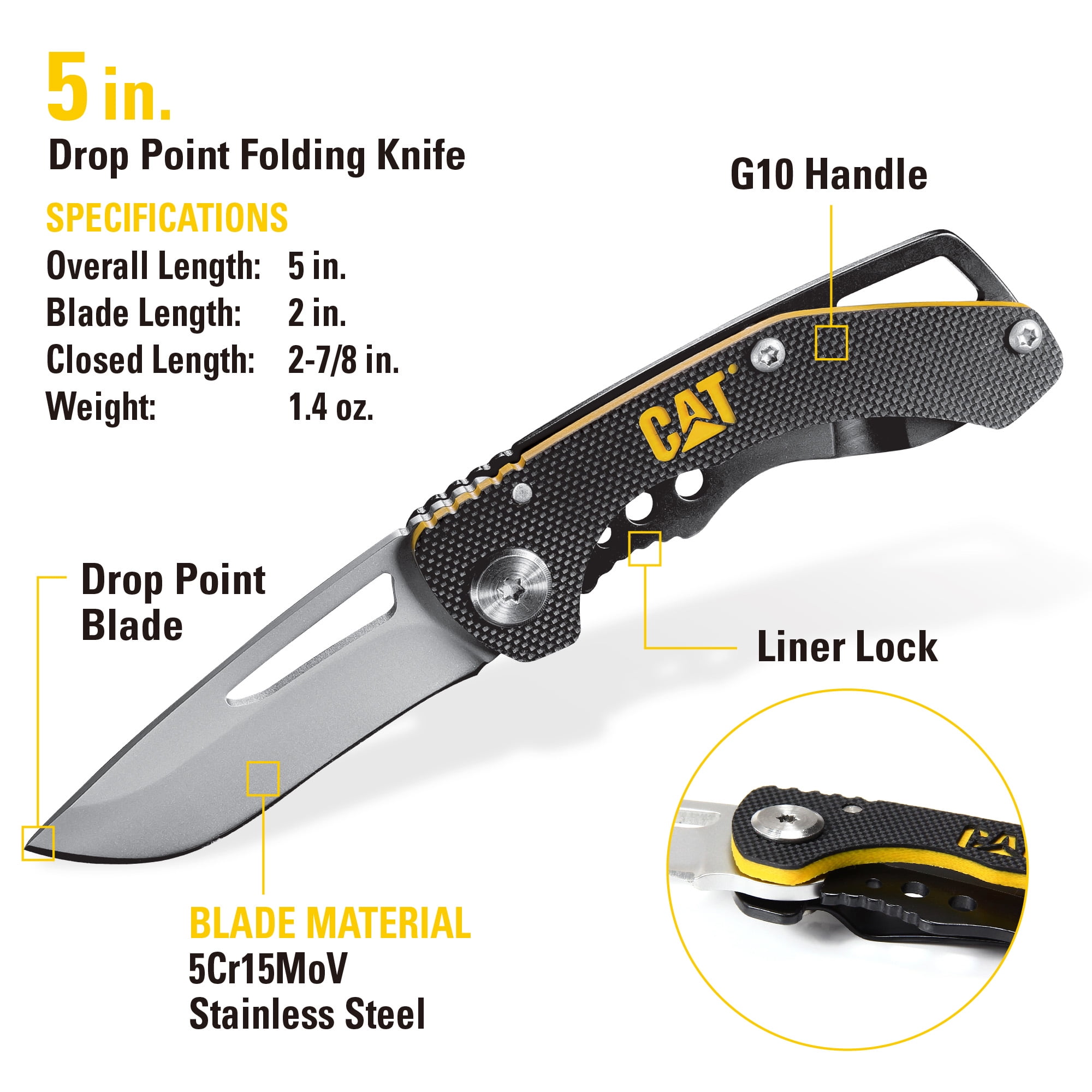 Cat 3 Piece Multi Tool, Folding Knife and Key Chain Tool Gift Box Set - 240192