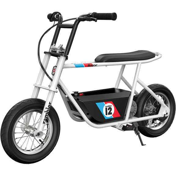 Razor Rambler 12 Seated Electric Scooter- White, up to 14 mph, 12" Air-Filled Tires, for Teen 13 