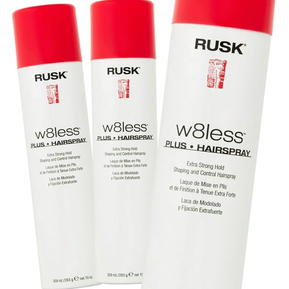 Rusk W8less Plus Extra Strong Hold Shaping and Control Hair Spray 10 oz - Pack of 3