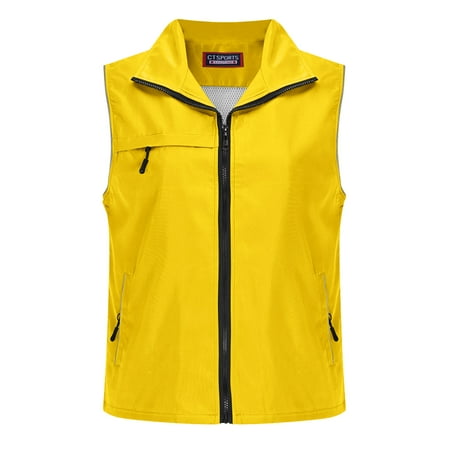 Hueook Running Tank Tops for Women Zip Vest Women Breathable Fishing Travel Hiking Waistcoat Jacket Yellow 3X