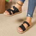 thumbnail image 6 of HomeDM Women's Espadrilles Flat Sandals Open Toe Slip On Summer Dressy Comfortable Slide Sandals, Black Size 7.5, 6 of 8
