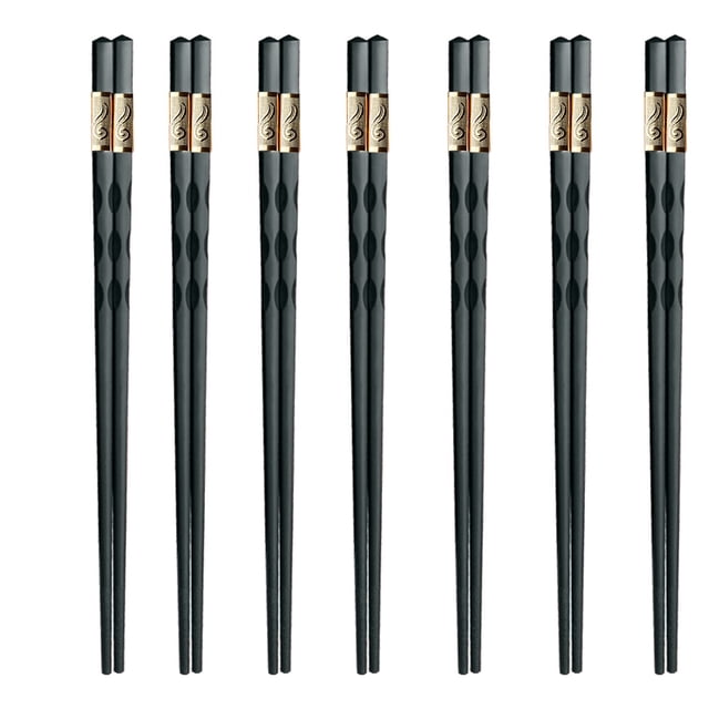Palillos,Palillos de fibra de vidrio, palillos de aleación reutilizables Palillos chinos antideslizantes, palillos roscados - 6 pares Adepaton BST3000061-1