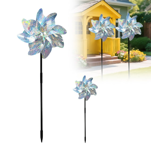 Reflective Windmill Bird Decorative Yard Garden Ornament Sparkling Windmills for Courtyard Terrace Farm Installation 2PCS