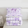 thumbnail image 5 of Erosebridal Purple Ribbon Bow Twin Comforter Sets For Girls, Letter A Initial Kids Bedding Set,Reversible,2-Piece, 5 of 7