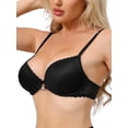 thumbnail image 4 of INSPIRE CHIC Lace Trim Push Up Bra for Women Plunge Underwire Full Coverage Bralette Cleavage Support Bras with Adjustable Straps Black 38 C, 4 of 4
