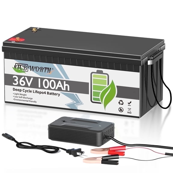 36V 100Ah Golf Carts LiFePO4 Battery,for RV,Solar,Marine,Trolling Motor,200A BMS,15000 Deep Cycles,TCBWORTH Lithium Batteries,10 Years Lifetime