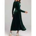 thumbnail image 4 of Meichang Mother Of The Bride Dresses for Wedding V Neck Velvet Dress Long Sleeve A-Line Wedding Guest Dresses formal Evening Party Cocktail Gown Flowy Ball Maxi Dresses, 4 of 6