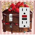 thumbnail image 1 of Metal Light Switch Plate Cover Elegant Strawberry Cake Striped Wallpaper Pink CAK054, 1 of 13