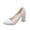 White, variant on Black Ladies High Heel Shoes Solid Round Toe Thick Heel Slip On Casual Comfortable Shoes For Work And Special Events With Supportive Fit Size 41