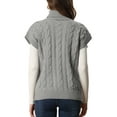 thumbnail image 3 of INSPIRE CHIC Women's Sweater Solid Color Turtleneck Vest Cap Sleeve Pullover Cable Knit Sweaters M Grey, 3 of 6