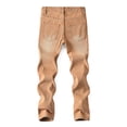 thumbnail image 6 of LIIPEE Boy Child Ripped Jeans Pants Summer Fall Slim Fit Stretch Button Distressed Denim Trousers Streetpants With Pockets Boys Fashion Party Pants,Khaki,5-6 Years, 6 of 7
