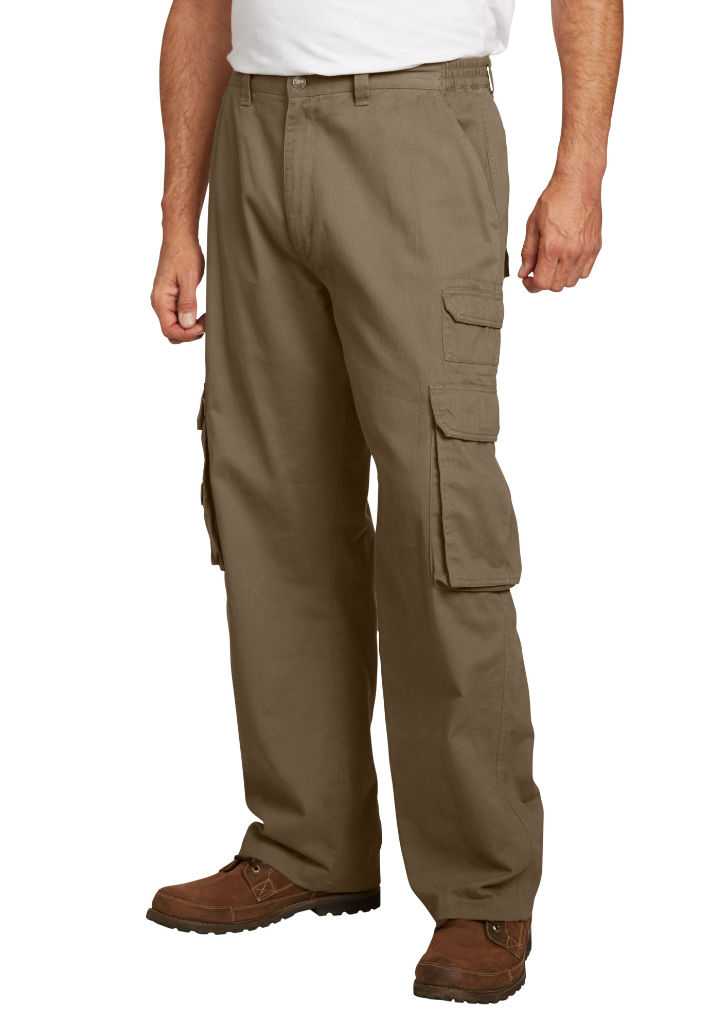 Boulder Creek By Kingsize Men's Big & Tall Side-Elastic Stacked Cargo Pocket Pants