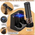 thumbnail image 4 of Electric Salt and Pepper Grinder Set with Battery Display Rechargeable Base, External Adjustable Coarseness, Automatic Ceramic Salt & Pepper Shakers Mills(Black Pro), 4 of 5
