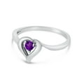 thumbnail image 3 of 14k White Gold Round Amethyst Heart Ring, 3 of 6