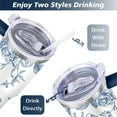thumbnail image 5 of 40 Oz Flowers Tumbler with Handle and Straw,Double Wall Vacuum Reusable Stainless Steel Water Bottle Leak Proof Insulated Travel Mug Iced Coffee Cup, for Iced or Cold Beverages, 5 of 7