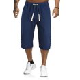 thumbnail image 1 of CEHVOM Men's Casual Solid Color Cotton And Linen Lace-up Leg Buckle Cropped Trousers, 1 of 6