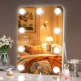 thumbnail image 1 of Hasipu Vanity Mirror with Lights, Hollywood 10" x 14" LED Makeup Mirror, 3 Modes Light, Smart Touch Control Dimmable, 360°Rotation, Rounded Rectangle White Frame, 1 of 8