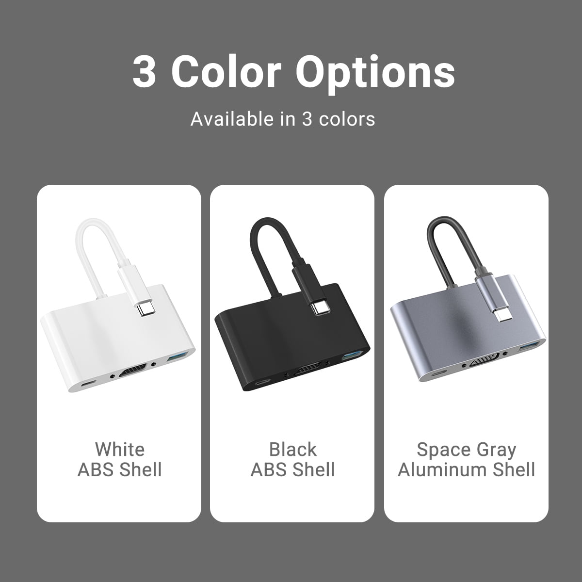 DOONJIEY 3 in 1 USB-C Docking Station Muliti-Port Adapter  Type-C to VGA1080P+PD 100W+USB 3.0(5Gbps) Hub for Samsung Macbook Pro/Air ipad