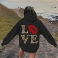 thumbnail image 4 of XIAOCHA WoMen's Hoodie Oversized Long Sleeve Hooded Pullover Soft Leopard LOVE & Red Lip Graphic Casual Daily Top, 4 of 6