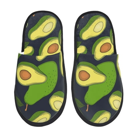 

Honeii Fresh Avocado print Slippers Memory Foam House Bedroom Slippers for Women and Men Fuzzy Plush Comfy Faux Fur Lined Slide Shoes-Large