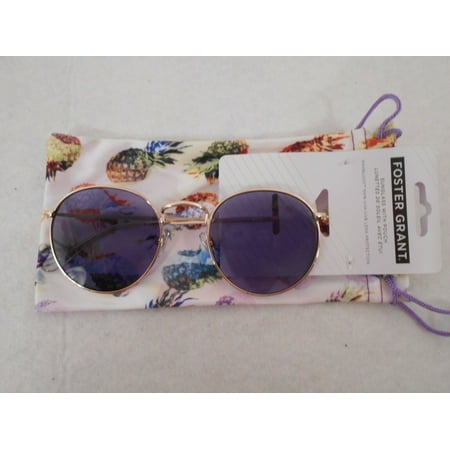 Foster Grant Sunglasses Purple Gold Women's Oval with pouch Max Block