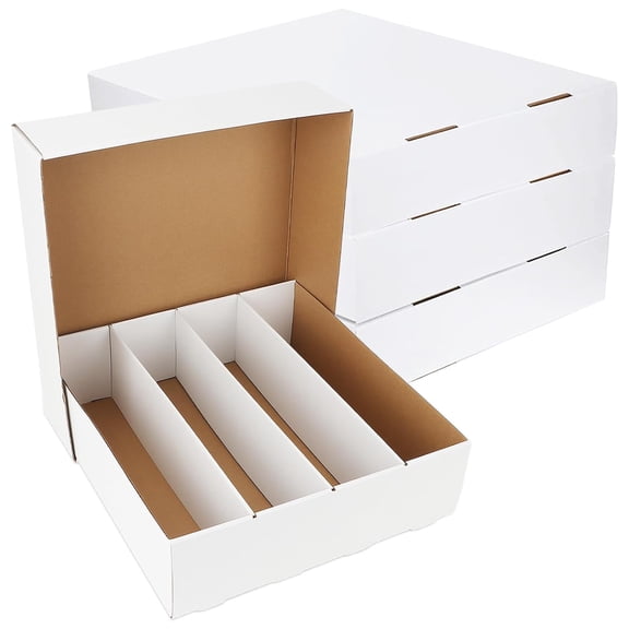 4 Pack 4 Compartment Cardboard Card Storage Box, Flip Top Trading Card Organizer Box for TCG Sports Cards, 14.8x13x4.1 Inch