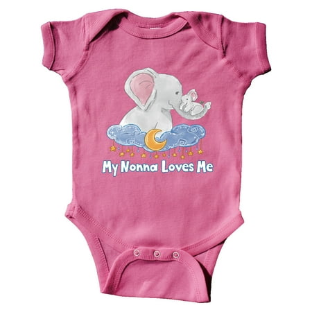 

Inktastic My Nonna Loves Me Cute Elephants Clouds Moon and Stars Gift Baby Boy or Baby Girl Bodysuit
