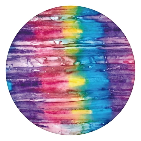 Colorful Tie Dye Pattern Round Fitted Tablecloth with Elastic Edge,Dining Table Cover Waterproof,Outdoor Round Tablecloth for Camping,Dining,Indoor and Outdoor