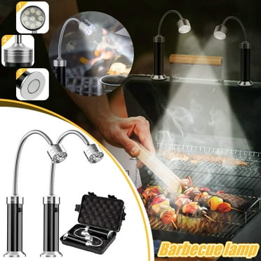 2pcs Magnetic Base Grill Lights, Grill Lights For Outdoor Grill Rechargeable, Grill Lights For Bbq Magneic Grill Light 360 Degree Flexible Gooseneck Water Heat Magnetic Base Led Barbecue Light