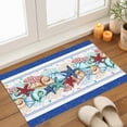 thumbnail image 3 of Summer Marine Indoor Door Mat 18x30 Inch Life Beach Starfish Shell Coral Dark Blue Stripe Front Door Mat Non Slip Washable Entryway Rug Low Profile Dirt Trapper Doormat for Bathroom Kitchen Bedroom, 3 of 9