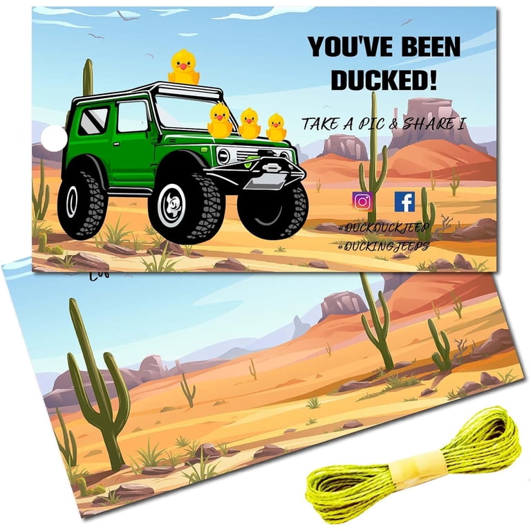 "You've Been Ducked" Tags - 35 Pack Duck Game Cards With Rubber Bands, 2.5x2 Inch