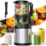 RUIE Juicer Machine,Cold Press Juicer with 5.12" Wide Feed Chute Fit Whole Fruits Vegetables, Masticating Juicer with High Juice Yield,Easy to Clean,Black